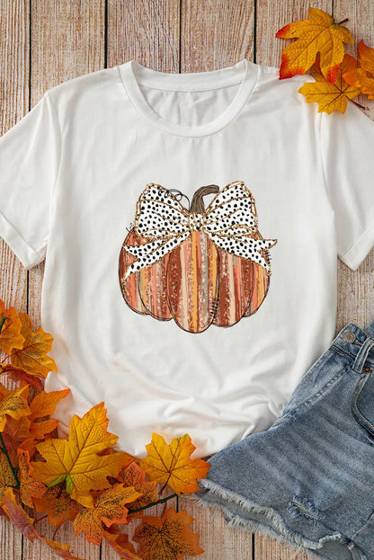 Full Size Pumpkin Round Neck Short Sleeve T-Shirt