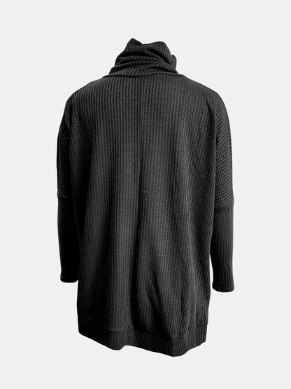 Full Size Waffle Knit Turtleneck Long Sleeve T-Shirt